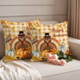 thumbnail image 2 of Thanksgiving Outdoor Waterproof Pillow Covers, Fall Orange Pumpkin Turkey Maple Leaf Plaid Decorative Square Throw Pillowcase Sofa Cushion Sham for Patio/Couch/Chair, 20"x20" 2 Pack, 2 of 8