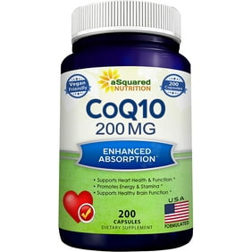 CoQ10 (200 Capsules and 200mg) - High Absorption Vegan CO Q-10 Powder - Enzyme Ubiquinone Supplement Pills, Extra Antioxidant Coenzyme Q10 Vitamin Tablets, Coq 10 for Healthy Blood Pressure & Heart