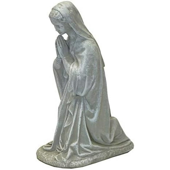 Solid Rock Stoneworks Kneeling Madonna - 18" Tall - Marble Tone