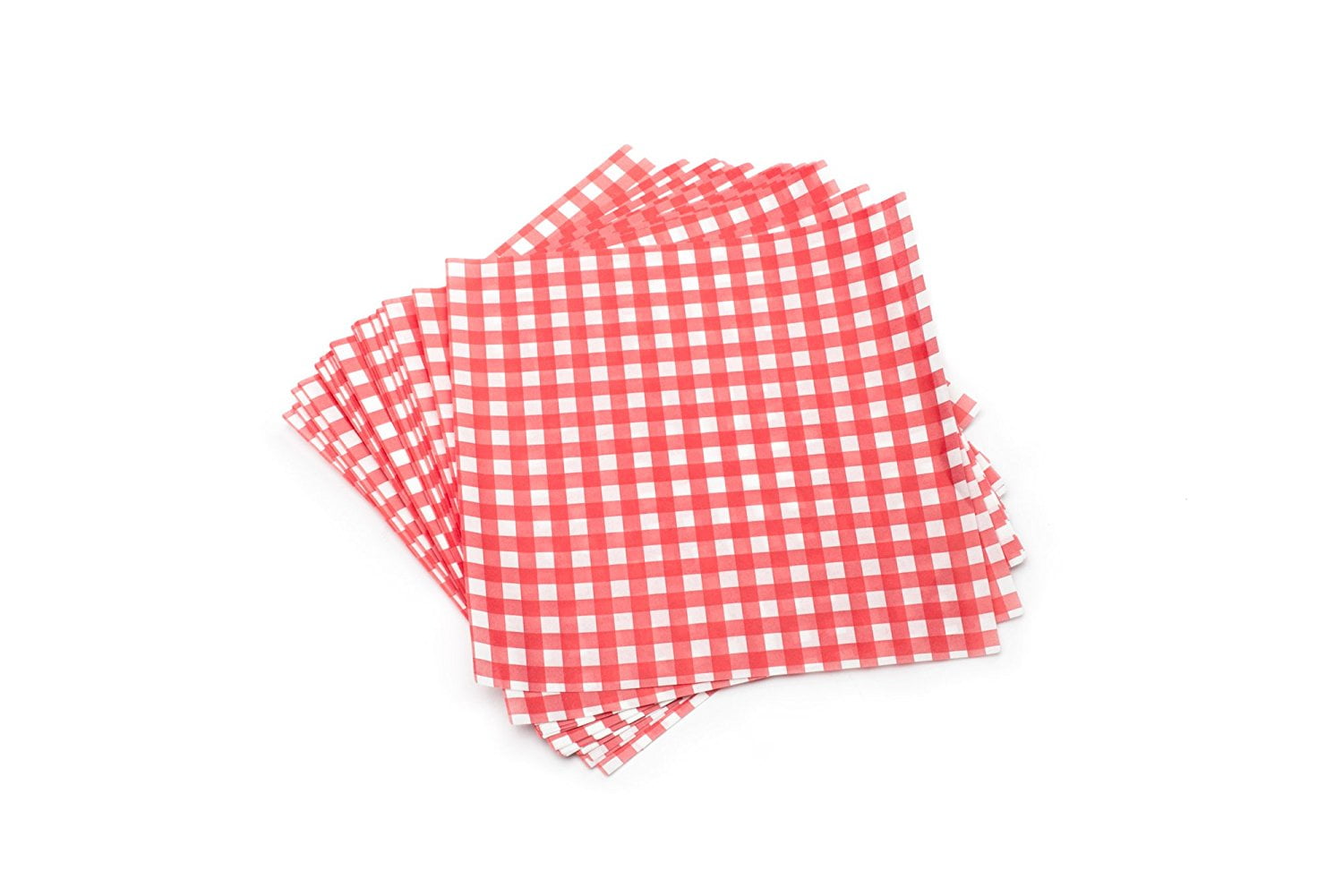 Fox Run 13201 Red Gingham Disposable French Fry Wax Paper Basket Liners 24Count