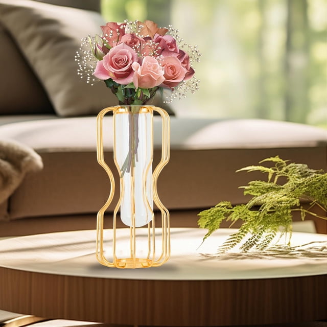 Florero de tubo de ensayo, soporte para planta hidropónica, terrario decorativo para plantas, adorno de escritorio, soporte de propagación de plantas 12cmx22cm