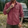 thumbnail image 6 of Men's Casual Button Down Shirt Long Sleeve Turndown Collar Solid Polyester Zipper Closure Pockets Daily Work Office Business | Zenithor,Wine M, 6 of 7