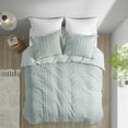 thumbnail image 2 of INK+IVY Kara 3 Piece Full/Queen Cotton Jacquard Duvet Cover Set Aqua, 2 of 6