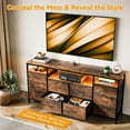 thumbnail image 3 of 2025 New 10 Drawer Dresser Tv Stand for 65 70 75 Inch Tv, 63" W Long Fabric Dresser Entertainment Center, Chest of Drawers Dresser for Bedroom with Led Lights & Power Outlets, 3 of 7