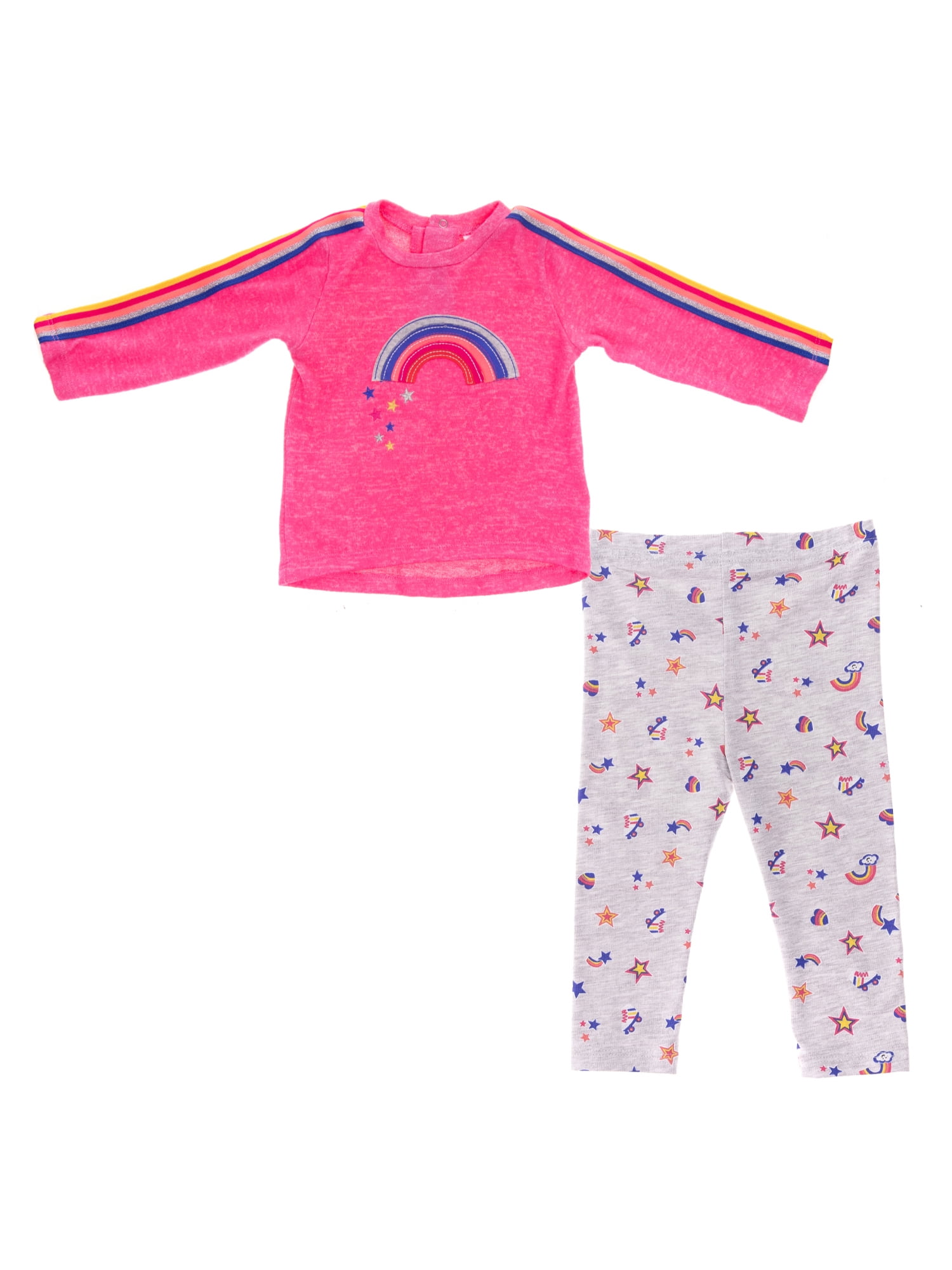 Vitamins Kids Baby Girl Graphic Long Sleeve Top & Jersey Leggings, 2pc Outfit Set