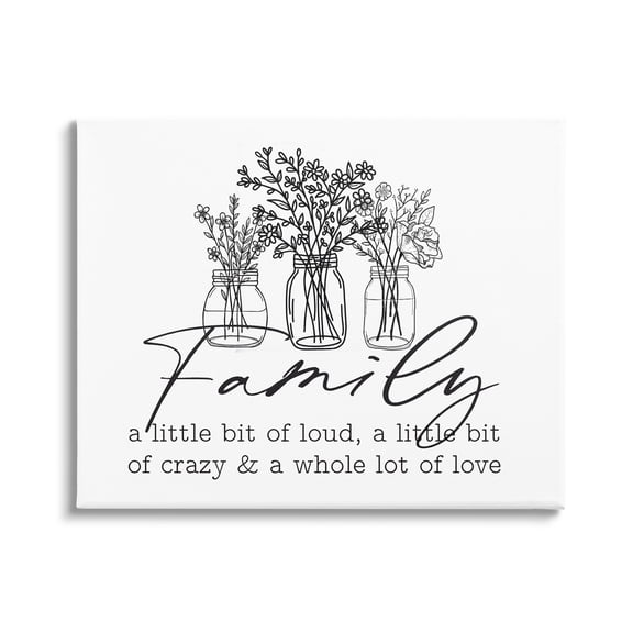 Stupell Industries Heartwarming Family Phrase Botanical Blossoms Bouquets Graphic Art Gallery Wrapped Canvas Print Wall Art, Design by Lettered and Lined