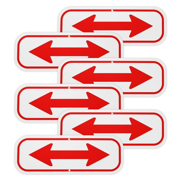 Uxcell 6-Pack Red Arrow Signs, 9.84 x 3.54 Aluminum Reflective Two-way Arrow Sign for Outdoor Lawn Garden Decorations, Street Sign [White/Red]