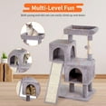 thumbnail image 3 of YRLLENSDAN 36 inches Cat Tree for Indoor Cats Cat Tower with Scratching Posts Multi-Level Cat Furniture Condo with Ramp, Perch Spacious Cat Cave & Funny Toys for Kittens House, Ashy, 3 of 7