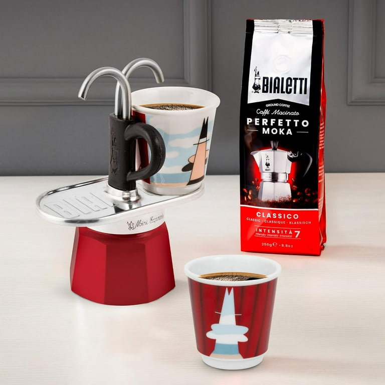Bialetti Mini Express Magrite Coffee Maker with 2 Espresso Cups 