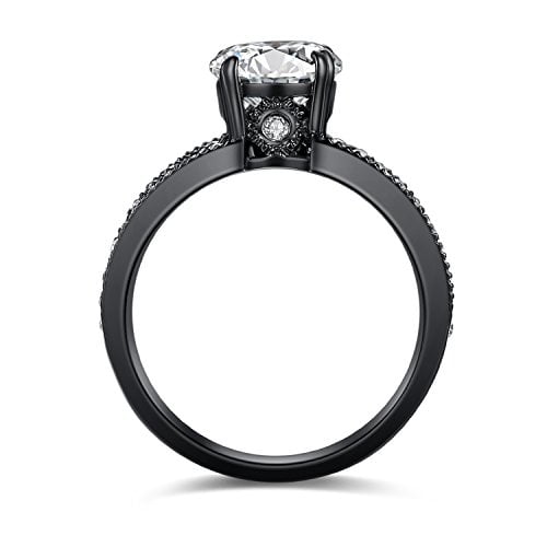 MABELLA Couple Rings Black Men s Titanium Matching Band Women CZ