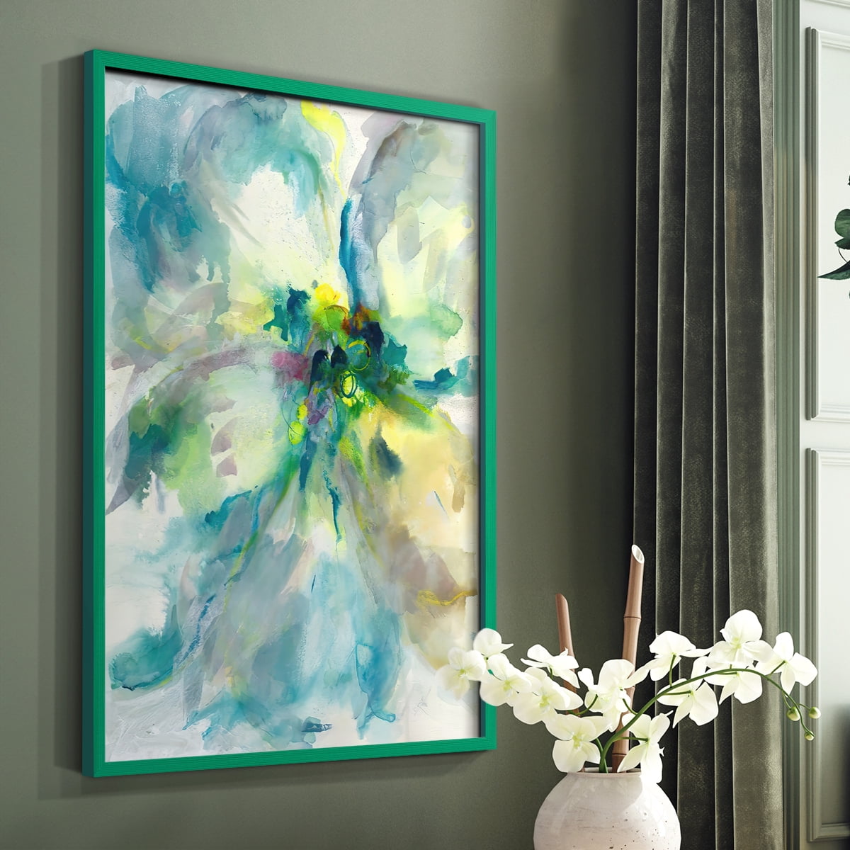 Maybe Petunias II in Green Solid Wood 8 x 10 Framed Print