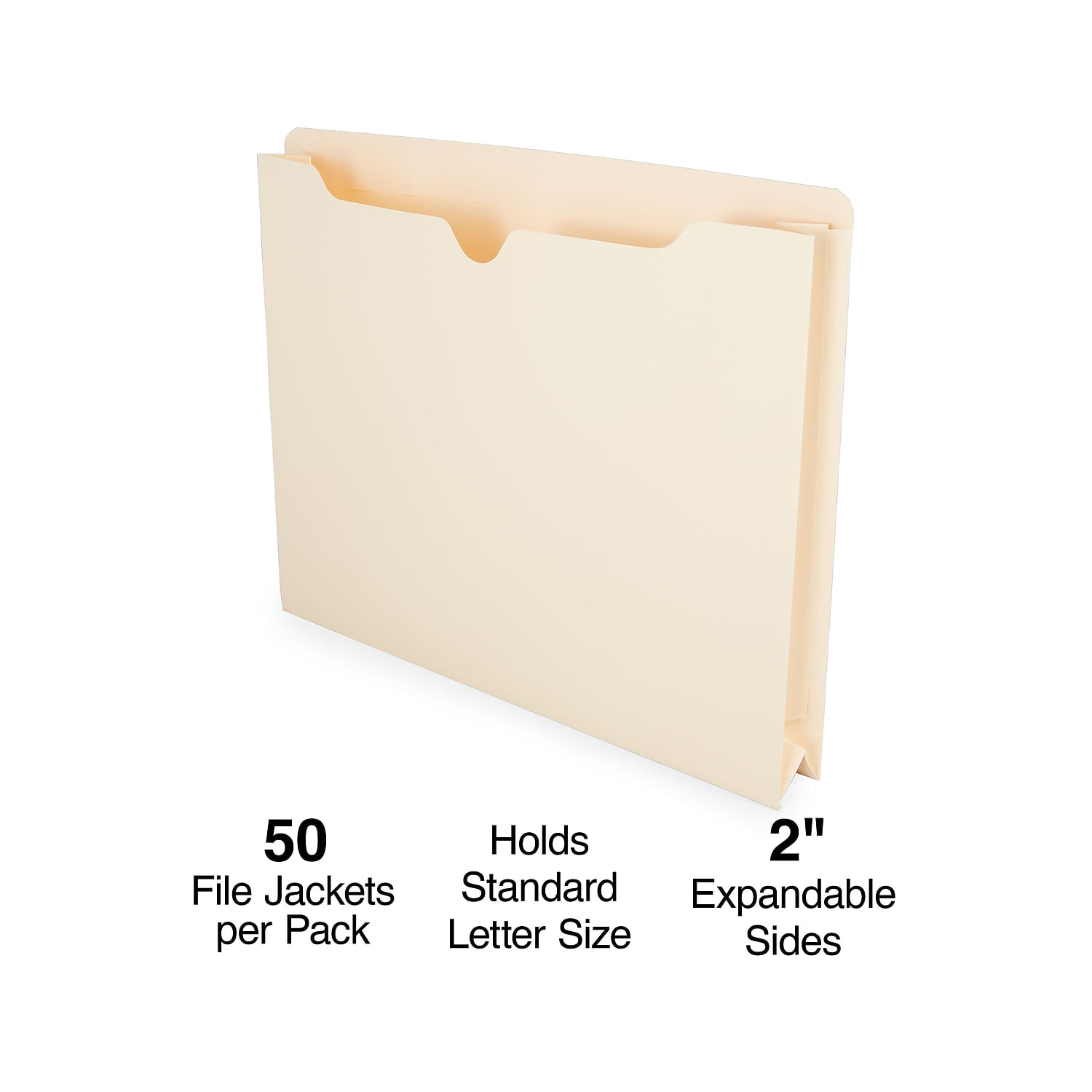 Staples File Jackets with Reinforced Tab 2" Expansion Letter Size