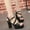 Black, variant on Cameland Women's Fish Mouth Rhinestone Platform High Heels Sandals Buckle Strap Shoes