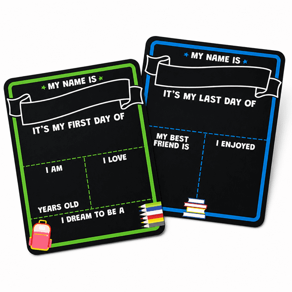 Florenta First Day Of School Sign Board with Liquid Chalk Markers,first day of kindergarten sign-14"X11" Double-Sided & Reusable -First And Last Day -Back To School Board for Kindergarten,Preschool