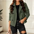 thumbnail image 7 of Mifsaly Womens Cropped Trench Jackets Notched Lapel Double Breasted Wool Coats Fall Winter Fashion Stylish Going Out Dating Shopping Work Office Casual Outfits Army Green,S, 7 of 7