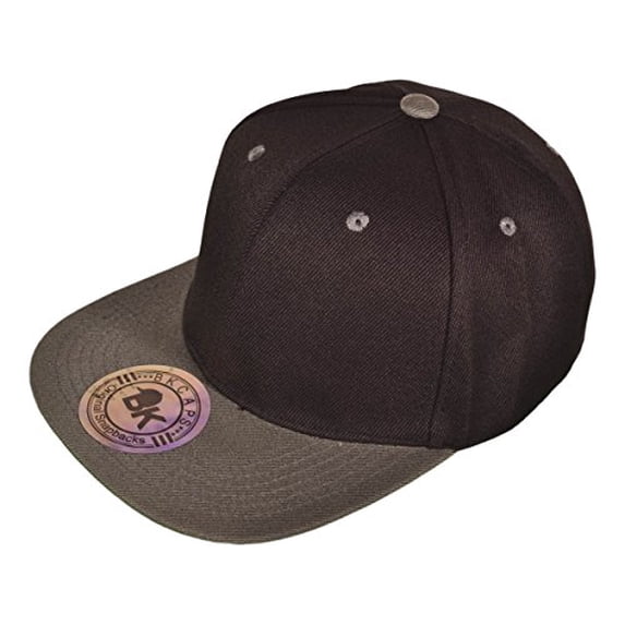 Buck Caps Unisex Flat Bill Two Tone Snapback Hat (Black/Dark Gray)