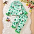 thumbnail image 2 of Jkety Pajamas for G`irls Short Sleeve Long Pants Outfit 2 Piece Sleepwear Button Pjs Sets(Green,2-3 Years), 2 of 4