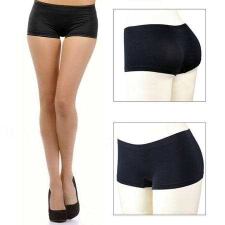 

Stretch Seamless Dance Exercise Booty Mini Panties Boy Short Brief Spankie Black