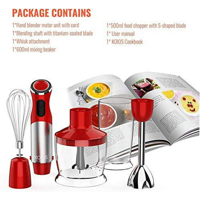 KOIOS Immersion Blender for Soup with Whisk Mixer Frother Stainlesss Steel  1100W