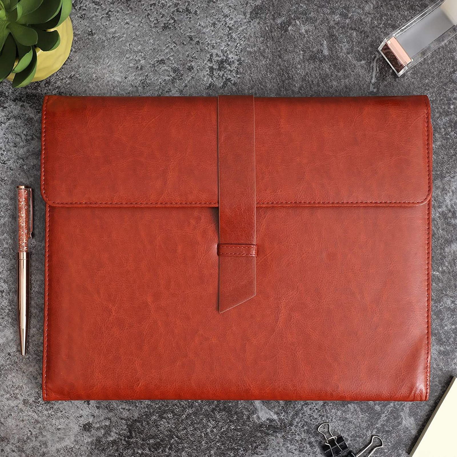 Faux Leather Red Business Portfolio Padfolio Folder 10 x 12.5 Inches 