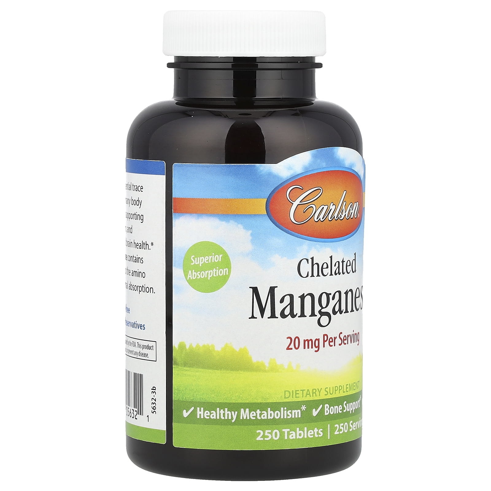 Carlson Chelated Manganese, 20 mg, 250 Tablets