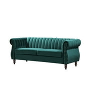 Capri Velvet Chesterfield 76.4 Rolled Arms Sofa