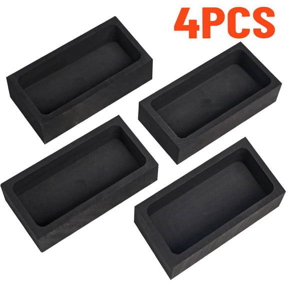 4 PACK Graphite Ingot Mould Crucible Mould for Casting Gold Silver Metal Aluminum Copper Brass Melting Refining (4 x 2 x 1 inch)