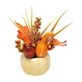 thumbnail image 2 of Artificial Foam Pumpkin Table Centerpiece, Fall Harvest Arrangement with Maple Leaves Berries Sunflower Gourds, Halloween Thanksgiving Decor for Home Dining Table Mantel Shelf, B, 2 of 8