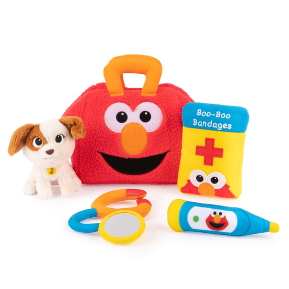 GUND Sesame Street Official Furry Friends Forever Elmo & Tango Checkup Playset, Premium Plush Sensory Playset for Ages 1 & Up, Red, 8