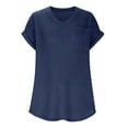 thumbnail image 3 of Women's V Neck Short Sleeve Knit T Shirt With Pockets Stylish And Comfortable For Summer Long Sleeve Heat Athletic Top Women Light Long Sleeve Women Our Womens Long Sleeve Loose Womens Tops Work Out, 3 of 3