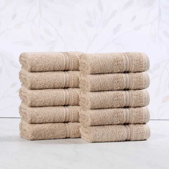 Superior Egyptian Cotton Absorbent Taupe Face Towel Set of 10
