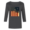 thumbnail image 6 of Levmjia Women's Patriotic American Flag Cross Print 3/4 Sleeve T-Shirt Crew Neck Casual Summer Graphic Tee Loose Fit Fourth of July Holiday Top, 6 of 6