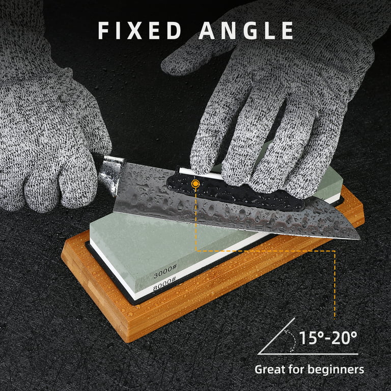 EastVita Knife Sharpening Stone Kit 4 Side Grit 400/1000 3000/8000, 9 Pack  Professional Complete Kitchen Whetstone Set with Anti-Cut Gloves,  Flattening Stone 