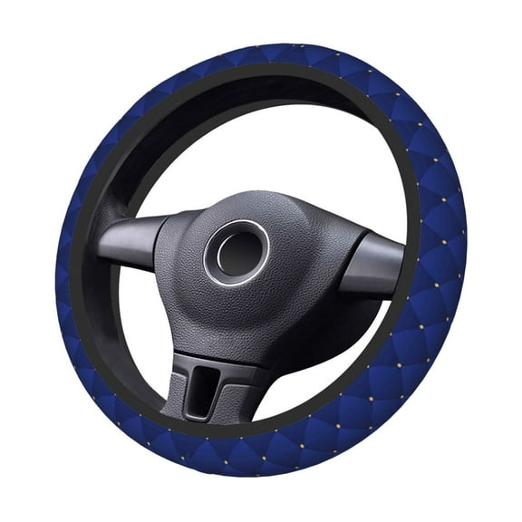 Kdxio Navy Blue Print Elastic Stretch Steering Wheel Cover,Auto Steering Wheel Cover,15 Inch Anti-Slip,Warm in Winter and Cool in Summer,Fit Suvs,Vans Cars,Trucks