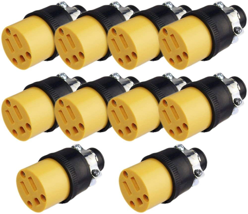 10pc Female Extension Cord Replacement Electrical End Plugs 15AMP Romex Cabling 