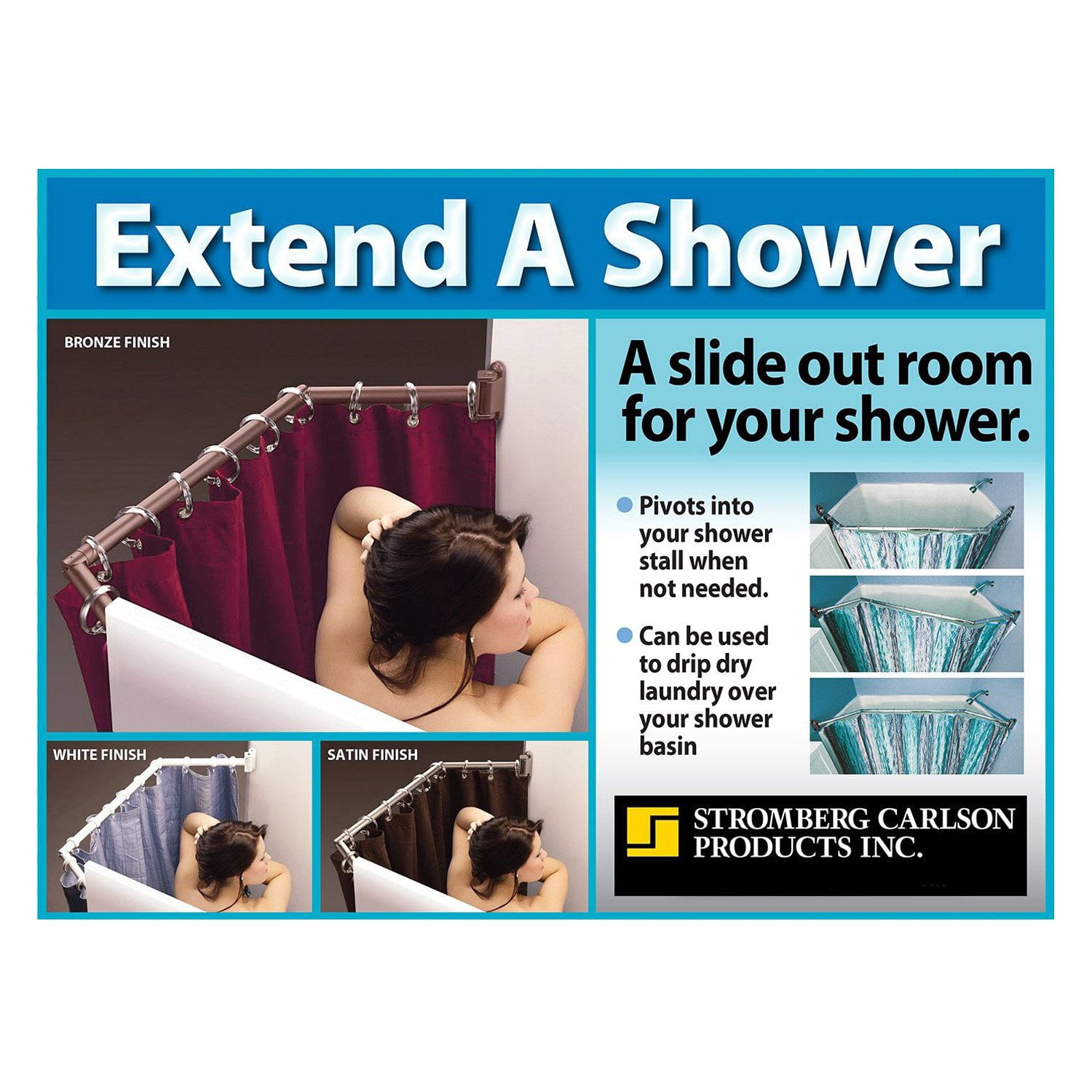 Stromberg Carlson EXT-5460C - Chrome Nickel Extend-A-Shower Curtain Rod - Walmart.com