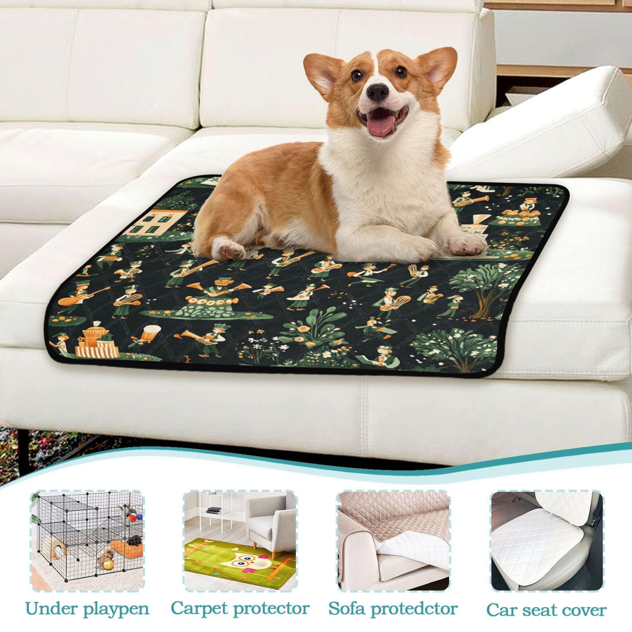 Qxltty Stpatricks Day Celebration Patterns Cat litter Pads Pet Set of 3 Diaper Mats Center Anti-leakage Layer Absorbent Soft and Comfortable