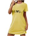 thumbnail image 1 of Rbaofujie Pyjama pour Femmes Robe de Nuit Courte Surdimensionnée pour Femmes Imprimée à Col Rond et Manches Courtes Robe Filles Robes de Nuit, 1 of 6