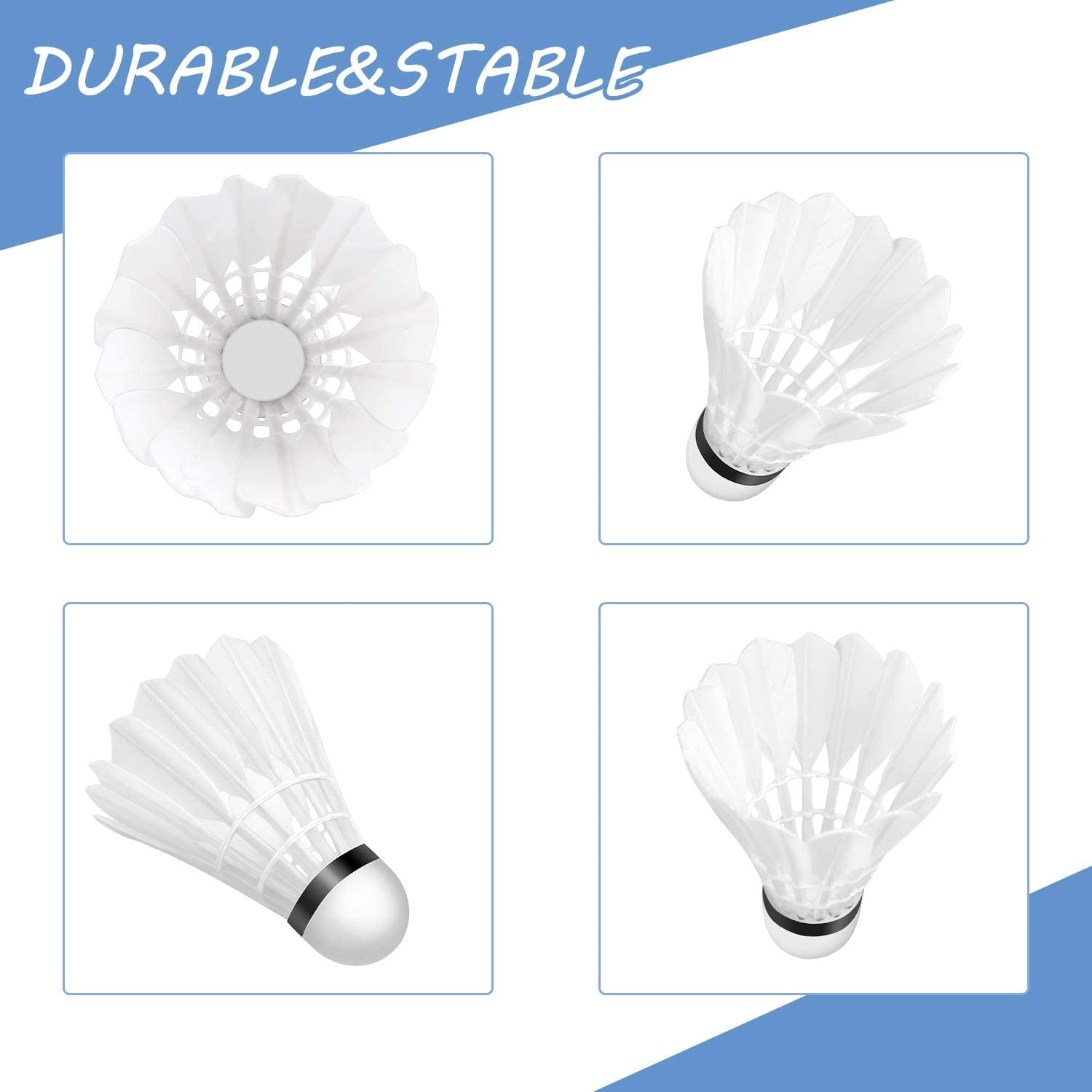 Durable Training Sport White Feather-Badminton Balls Game Match Shuttlecocks x 6 