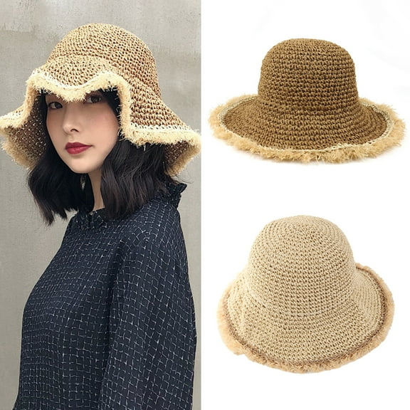 Cheers.US Women's Wide Brim Caps Foldable Summer Beach Sun Straw Hats