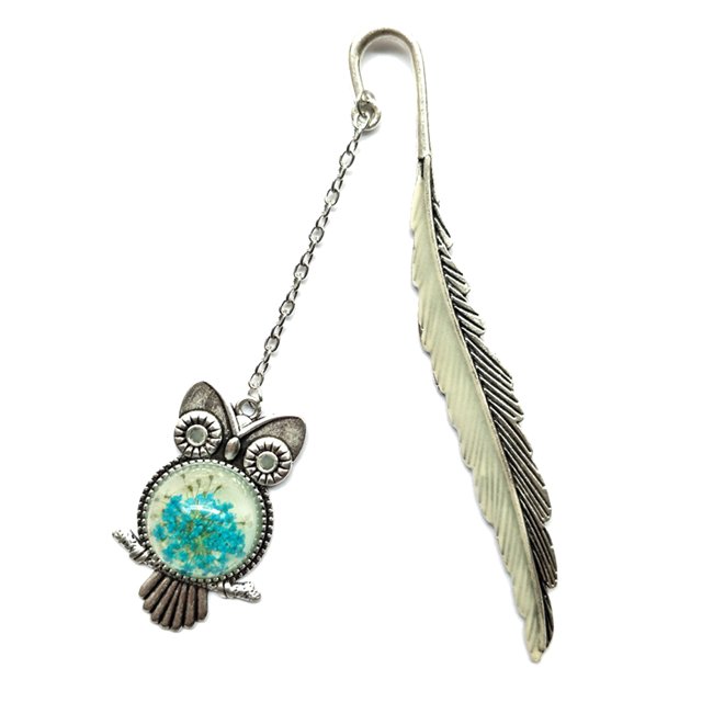 CAROOTU 2 Pcs Signet Lumineux Rétro Plume Forme Lueur dans le Décor de Queue de Baleine Hibou Foncé