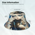 thumbnail image 3 of Yiaed Exotic Blue Cat Print Reflective Stripe Bucket Hat Unisex Funny Outdoor Fisherman Cap Beach Sun Hat, 3 of 5
