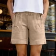 thumbnail image 2 of TaTaai Womens Linen Blend Elastic Waist Shorts with Pockets Loose Casual Beach Bottoms for Summer Daily, 2 of 9