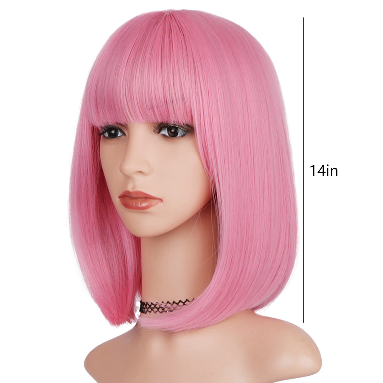 Dengmore Cut Bob Wigs With Bangs 14 Inch Shoulder Length  display picture 2