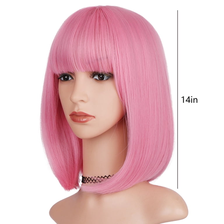 Dengmore Cut Bob Wigs With Bangs 14 Inch Shoulder Length  display picture 2