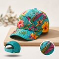 thumbnail image 6 of Hat for Women Garden Morning Baseball Cap, Adjustable Cotton Hummingbird Floral Bird Print Baseball Birds Cap Breathable Lightweight, 6 of 6