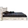 thumbnail image 4 of Montana Collection Platform Bed w/ Storage, Queen w/ Laser Engraved Wolf Design, Clear Lacquer Finish, 4 of 4