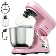 Costway 5.3 Qt Stand Mixer Kitchen Food Mixer 6 Speed w/ Dough Hook Beater Pink