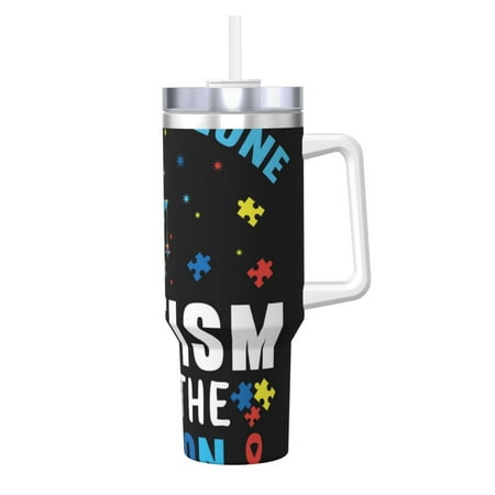 

Logiee I Love With Autism To The Moon And Back Print 40OZ Ice Bully Cup with Handle and Straw Double Wall Stainless Steel Tumbler Travel Coffee Cup with Lid Summer Insulation and Cooling Cup