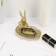 thumbnail image 5 of Bandeja para anillos de joyería , soporte para baratijas, bandeja decorativa para servir, estatua de conejito dorado (conejo sentado), 5 of 5